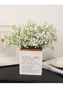 Artificial baby breath flowers in paper bag white fake gypsophila for home wedding decor