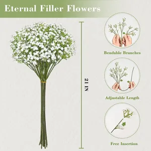Artificial Baby's Breath Flowers 21 Inch Fake Gypsophila Bouquet for Home Wedding Decor