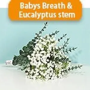Artificial baby's breath and eucalyptus stem bouquet for wedding and home decoration.