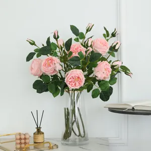 Fiori Artificiali di Rosa Austin in Seta al Tatto Reale Fiori Finti Per Soggiorno di Casa Nordica Decorazione per Feste di Matrimonio