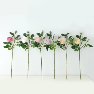 Rose Austin artificiali 3 teste bouquet di fiori finti per decorazione soggiorno stile nordico
