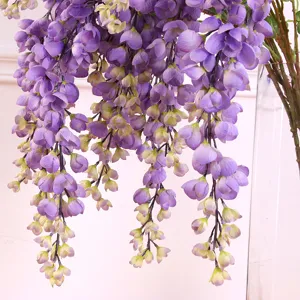 Künstliche Blauregen Rebe Seide hängende Blumen für Hochzeit Party Heimdekoration lila