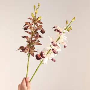 Artificial soft glue cymbidium phalaenopsis fake flowers main display branch