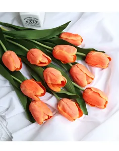 Bouquet di tulipani arancioni artificiali fiori finti decorazione casa fotografia matrimonio