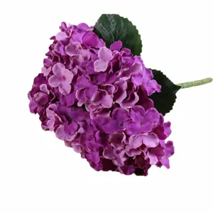 Ortensia Francese Artificiale Stelo Singolo Fiore di Seta Viola per Decorazione Tavola