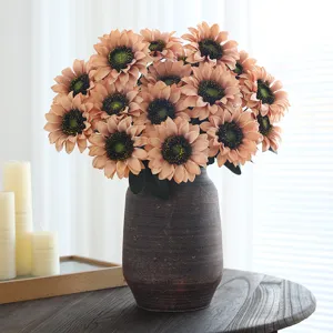 Artificial Silk Sunflower Bouquet Vintage Fake Flowers For Home Wedding Decor
