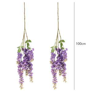 Künstliche Wisteria Hängeblumen 100cm lila Seide Blumen Dekor für Hochzeit und Party