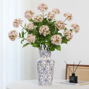 Kunstmatige Hortensia Bloemen 3 Hoofden Zijden Sneeuwbal Hortensia Boeket Voor Huis Bruiloft Decor Fotografie Rekwisieten