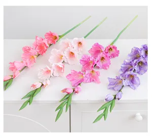 Steli di fiori di gladiolo artificiali 8 teste finto decoro floreale per nozze casa.