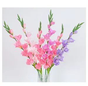 Mazzo di fiori di gladiolo artificiale 8 teste composizione floreale finta decorazione