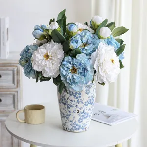 Artificial Peony Flower Silk Simulation Peony Branch Fake Flower For Home Decor Wedding Party Interior Decoration