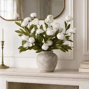 Vintage Artificial Peony Flower Silk Floral Branch For Home Wedding Party Decoration Realistic Botanical Decor