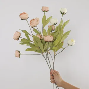 Artificial peony silk flowers bouquet home wedding decor multi-head fake floral arrangement