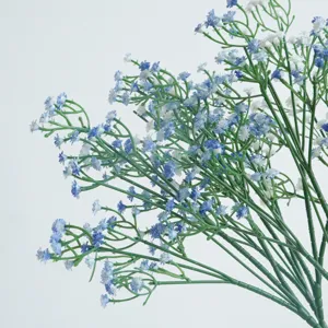 Fleurs de gypsophile artificielles bouquet bleu blanc faux gypse fleurs déco table vue