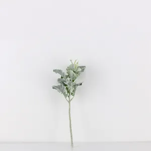 Artificial plush leaf stem, detailed floral accessory for DIY crafts and home decor arrangements.