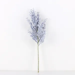 Artificial flocked plant branch detail, premium faux greenery stem for floral arrangement.