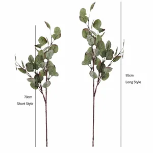 Artificial eucalyptus leaf branches, fake green plant stems for floral arrangement home decor.