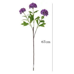 Kunstmatig 3-hoofd paars hortensia bloem voor huisdecoratie huwelijksfeest en fotografie