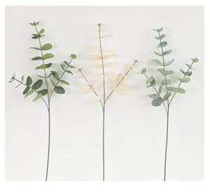 Ramo di eucalipto artificiale 3 forche pianta verde finta per decorazione matrimonio casa floreale.