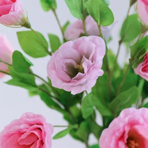 Artificial pink lisianthus flowers bouquet for home decor wedding floral arrangement props.