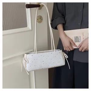 White star print shoulder bag minimalist underarm commuter bag chic casual daily handbag