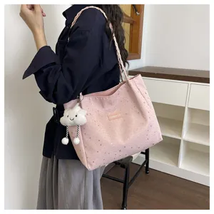 Borsa tote grande da donna in stile coreano con stampa di stelle, elegante borsa a spalla.