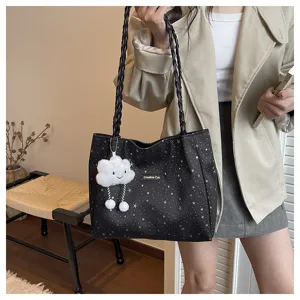 Grande borsa tote stile coreano da donna con stampa stelle borsa a spalla chic