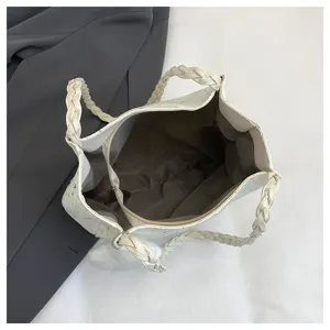 Donna grande borsa tote con motivo a stelle moda manico intrecciato borsa a tracolla