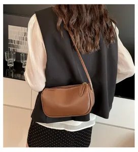 Retro braune Leder Umhängetasche Damen stilvolle lässige Crossbody Beultasche Herbst Mode neu