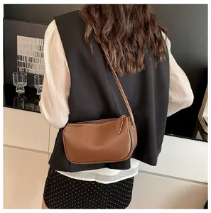 Retro Texturiertes PU Leder Schultertasche lässige vielseitige Umhängetasche für Damen.