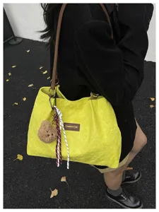 Borsa tote casual capiente retrò da donna, elegante borsetta minimalista a spalla.