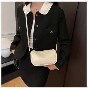 Stilvolle Damen minimalistische einfarbige Umhängetasche, schicke lässige Beuteltasche.