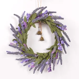 Artificial lavender wreath purple flower garland door hanging wall decor for home wedding
