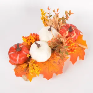 Autumn artificial pumpkin maple leaf ornament Thanksgiving table decor centerpieces berry