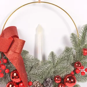 Christmas decorative candle holder wreath home holiday hanging ornament pine needles bow