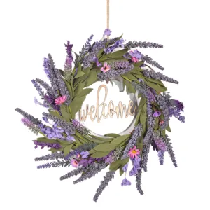 Artificial lavender wreath door hanging purple floral home wedding courtyard wall decor main