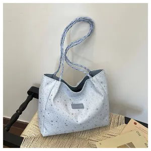 Borsa tote grande capacità stile coreano donna nuova moda borsa a spalla con motivo stella