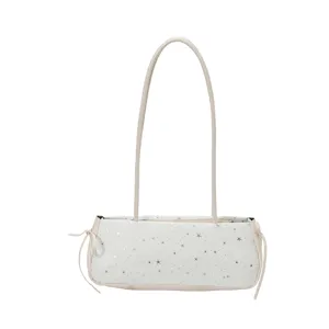 White star print shoulder bag minimalist underarm bag trendy fashion women handbag daily commute