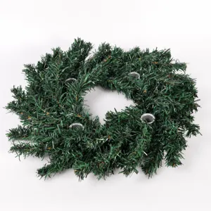 Christmas advent wreath with four metal candle holders artificial pine needle holiday decor