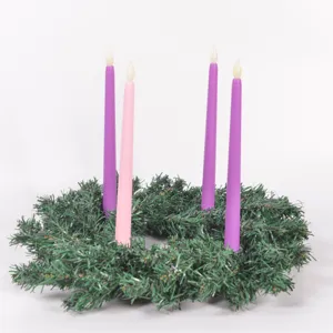 Christmas Advent Wreath Pine Needle Garland With Candle Holders Holiday Home Dining Table Centerpiece Decoration