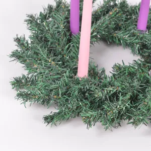 Christmas Advent wreath with candle holders artificial pine needle holiday table decoration