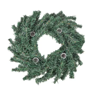 Christmas Advent wreath with four metal candle holders artificial pine needle holiday decor