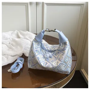 New Chinese style women shoulder bag, fashion retro brocade handbag with metal buckle.