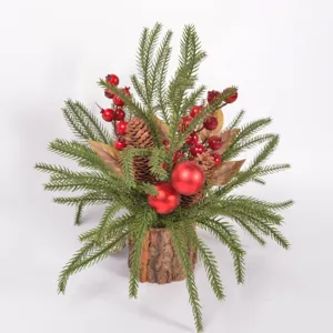 Kunstmatig Kerstboom Tafeldecoratie Mini Dennentjes Bessen Dennenappels Mooi