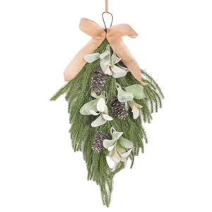 Christmas teardrop hanging artificial Norfolk pine needle lamb ear leaf decor ornament