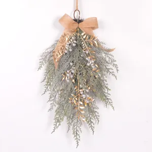 Christmas teardrop swag artificial pine branch wall hanging for holiday home decoration