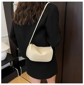 Damen Retro minimalistische Umhängetasche einfarbig lässige Crossbody Beultasche Alltag