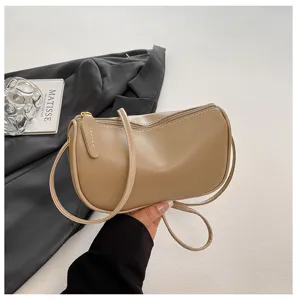 Retro lässige einfarbige Dumpling Schultertasche für Damen, stilvolle vielseitige Umhängetasche