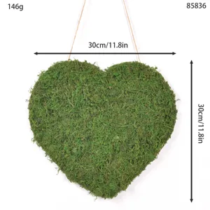 Decorazione sospesa in muschio preservato a forma di cuore 30cm verde parete matrimonio