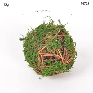 Handmade green moss rattan ball floral landscaping home wedding decor ornament 8cm 15g